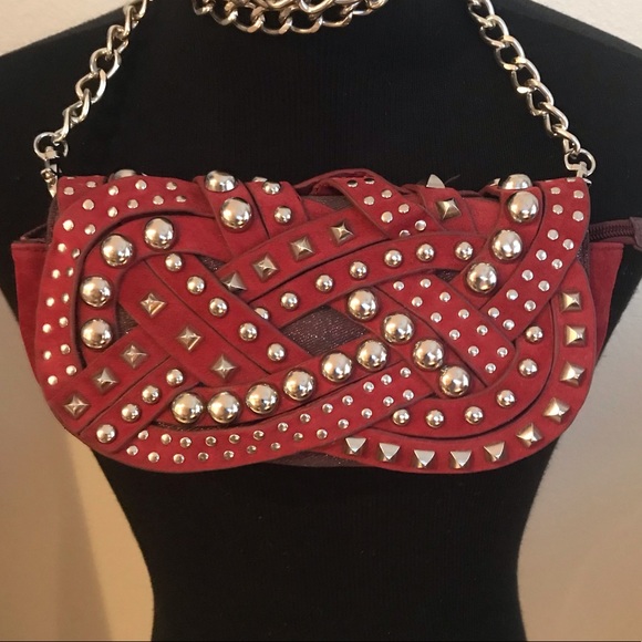 NWOT NICOLE LEE Red Wine Studded BAG - Picture 3 of 7